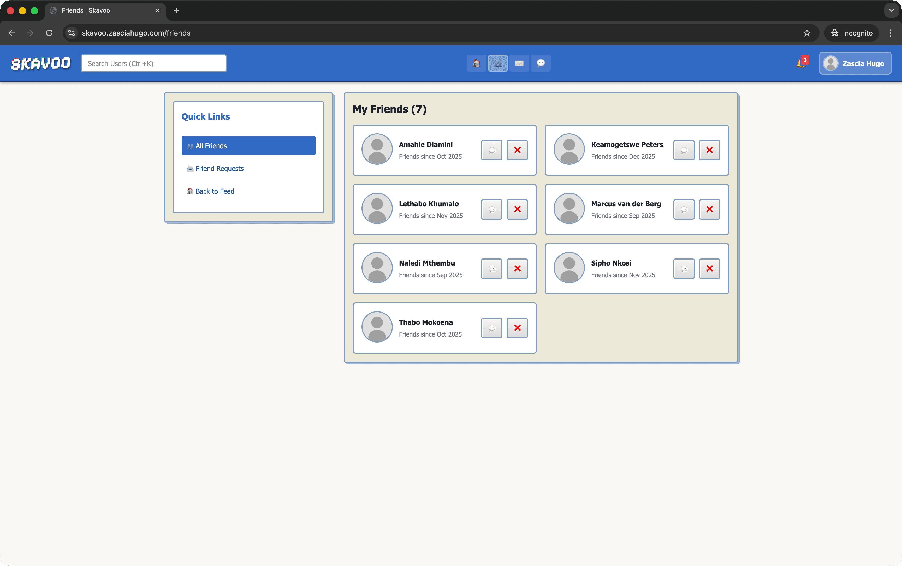 Skavoo - Friends List